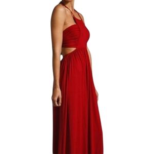 RACHEL PALLY Nita Maxi Dress Pink Small Halter Cutout Ruched Resort Boho Goddess